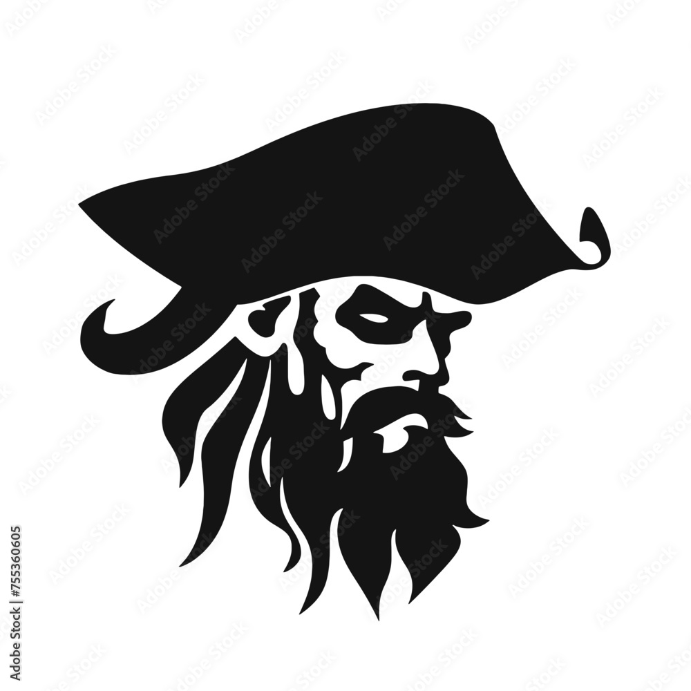 Pirate with hat Silhouette Pirate with hat Silhouette
