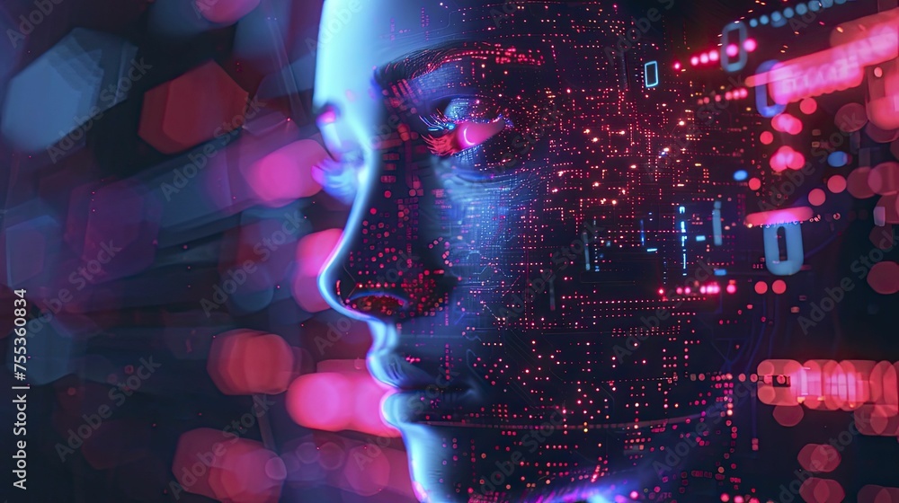 A scene depicting the continuous learning process of AI-driven cybersecurity measures, adapting to new malware signatures.