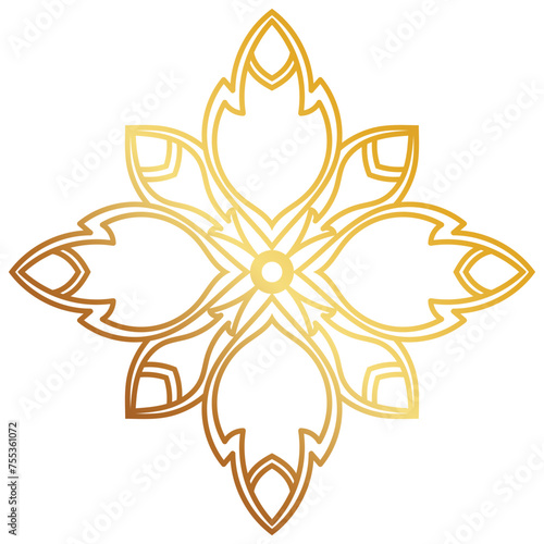 abstract flower Elegant decorative golden mandala, vintage design.