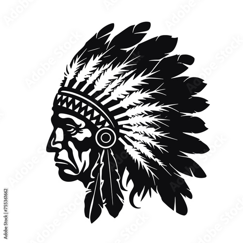 Indian Chief Mascot Head Graphic