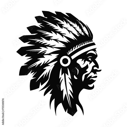 Indian Chief Mascot Head Graphic