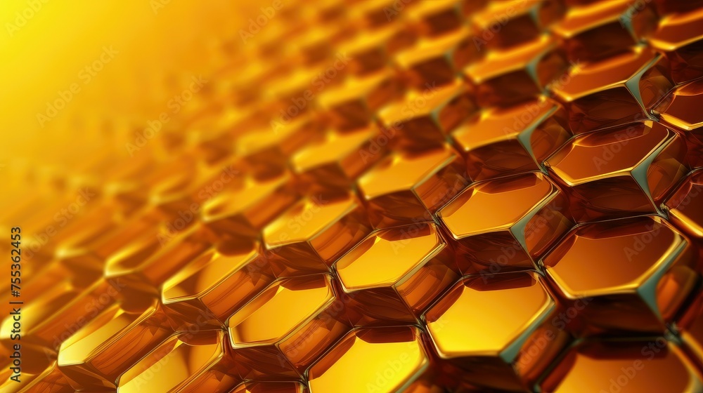 Obraz premium Abstract Gold hexagons Background. 3d Illustration