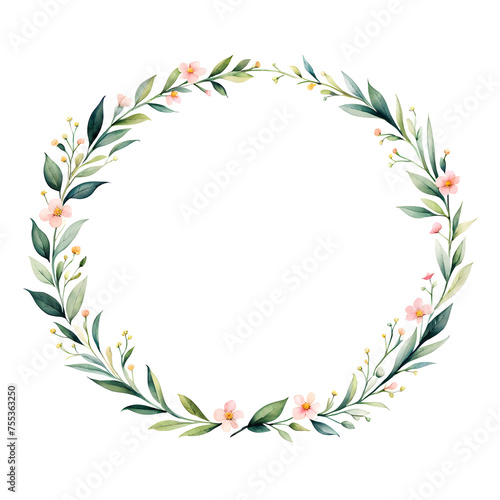 watercolor-illustration-featuring-botanical-leafy-wreath-frame-tightly-encircling-a-void