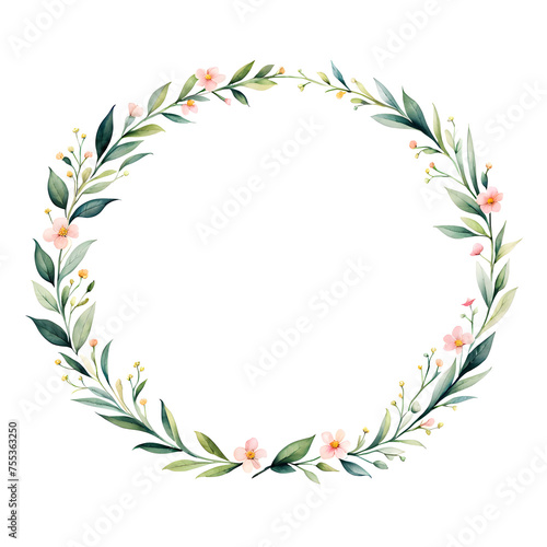 watercolor-illustration-featuring-botanical-leafy-wreath-frame-tightly-encircling-a-void