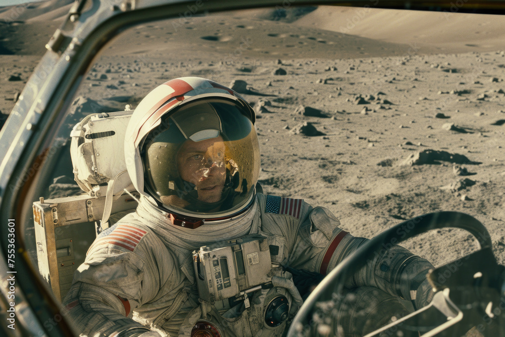 reflections from the visor of an astronaut's helmet