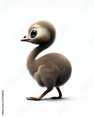 3D Cute  Emu character photo