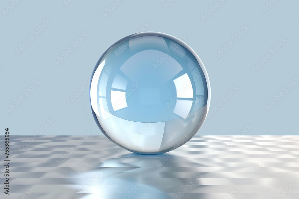 glass sphere on a blue transparent background glass sphere on a blue transparent background