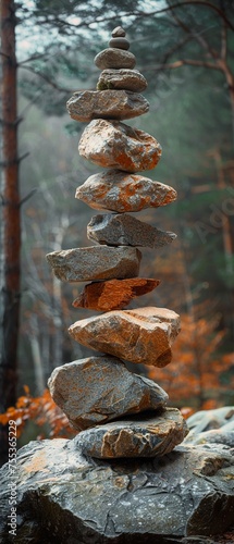 The careful balance of a rock stack photo