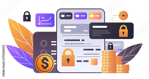 financial security online application protection reliability stability growth fintech business investment concept horizontal