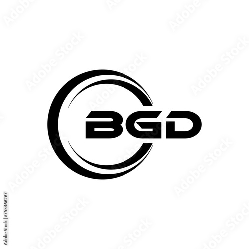 BGD letter logo design in illustration. Vector logo, calligraphy designs for logo, Poster, Invitation, etc.