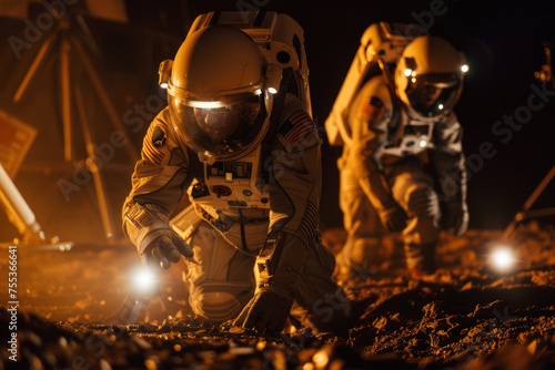Astronauts operate on alien planets © kalafoto