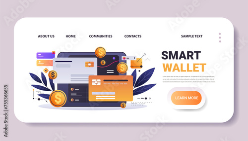 online banking smart wallet payment application fintech business investment concept horizontal copy space