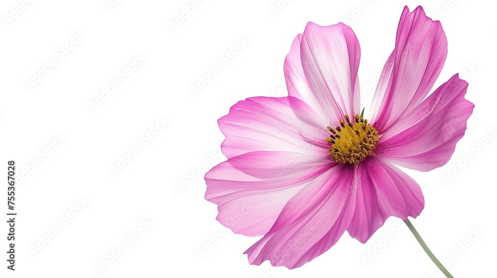 Pink cosmos flower beautiful blooming isolated on white background,copy space , generative ai, 
