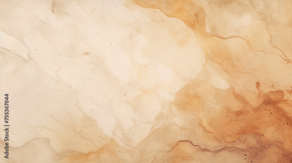 Horizontal Watercolor artistic Beige golden background for postcards, flyers, posters, book covers, banners, template for advertising and design. Marble Texture paints, copy space.