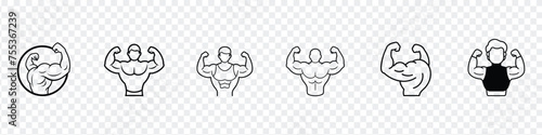 Muscle icon, Muscle lines icon, Strong power, muscle arms vector icon, Arm Muscle Illustration, Strong icon.