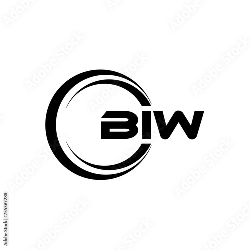 BIW letter logo design with white background in illustrator, cube logo, vector logo, modern alphabet font overlap style. Calligraphy designs for logo, Poster, Invitation, etc. photo