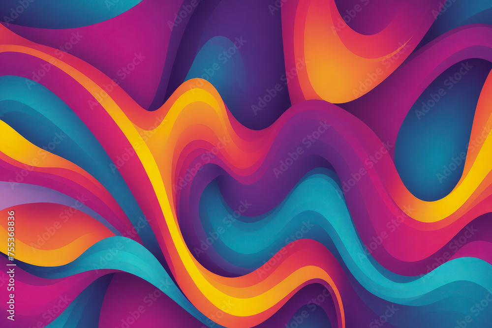 A colorful, abstract painting with a rainbow of colors and a wave-like pattern A colorful, abstract painting with a rainbow of colors and a wave-like pattern
