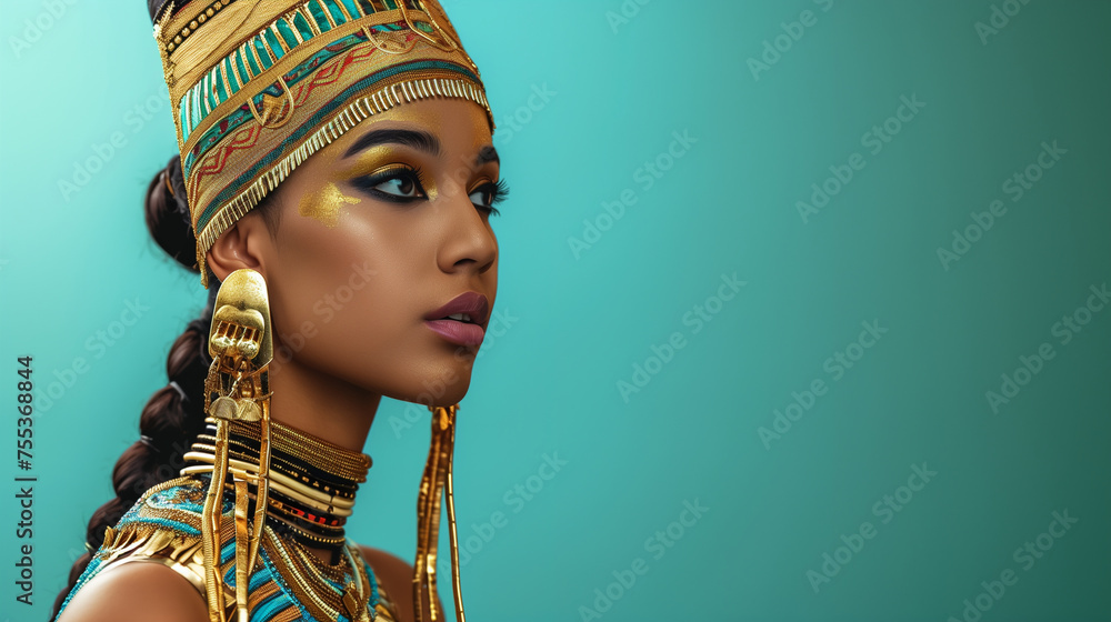 woman in an ornate Egyptian headdress - obrazy, fototapety, plakaty 