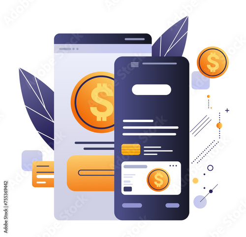 online banking smart wallet payment mobile application fintech business investment concept