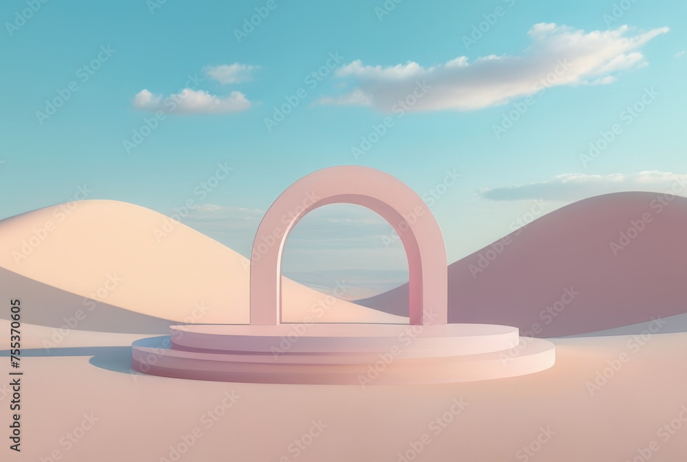 Fototapeta premium Abstract minimal scene with geometrical forms. 3d render illustration