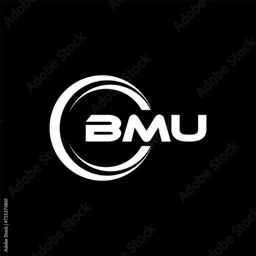 BMU letter logo design in illustration. Vector logo, calligraphy designs for logo, Poster, Invitation, etc. photo