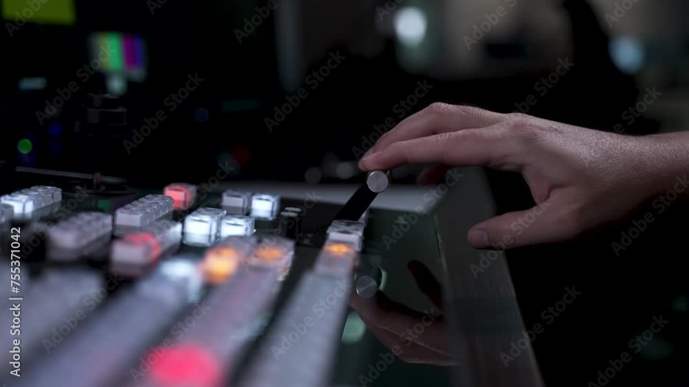 Broadcast Tv Studio Production - Vision Switcher Studio Director broadcast video mixer operation.