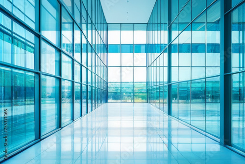 interior of a modern office building blue toned image.