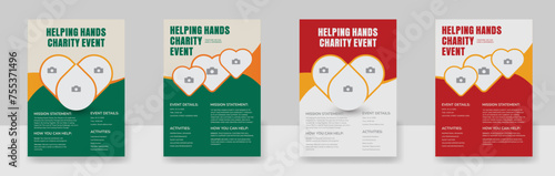 Charity and donation Flyer Poster Design Templates, Fundraising Events, and Organization.