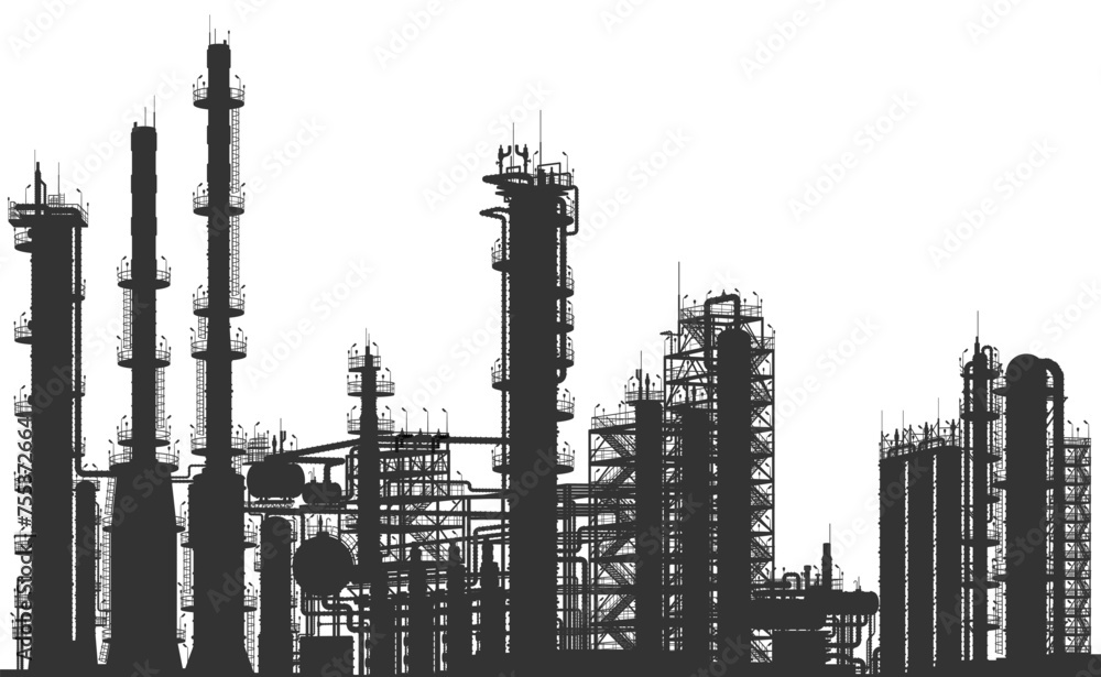 Oil refinery. Outline drawing. Vector illustration. Sketch for creativity. Oil refinery. Outline drawing. Vector illustration. Sketch for creativity.