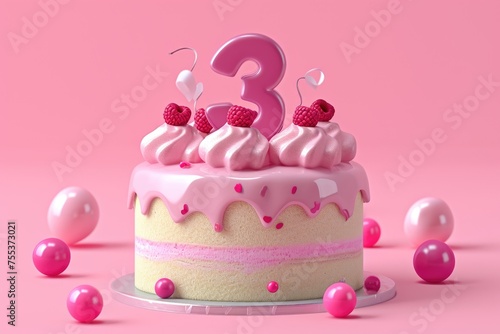 Three Year Old s Birthday Cake