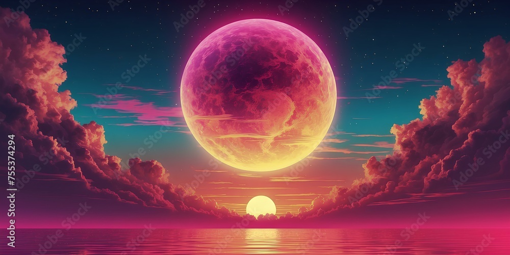 Retro sun in 80`s style. Vaporvave, retrowave, synthwave futuristic background with sunset. Trendy design for sci-fi, cyber abstract poster, print. Abstract pastel holographic blurred grainy gradient Retro sun in 80`s style. Vaporvave, retrowave, synthwave futuristic background with sunset. Trendy design for sci-fi, cyber abstract poster, print. Abstract pastel holographic blurred grainy gradient