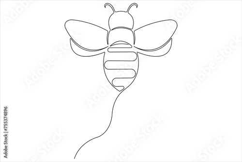 Simple illustration of honey bee shape continuous one line art bee outline vector 
