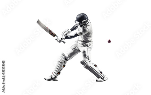 Batsman Practicing with Batting Tee for Focused Training Isolated on Transparent Background PNG.