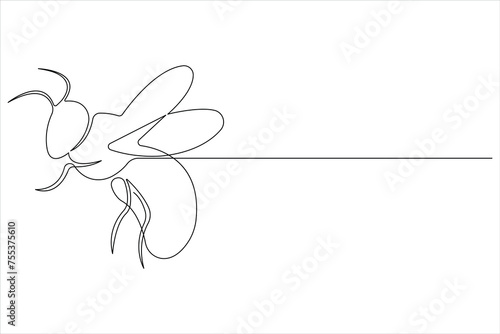 Simple illustration of honey bee shape continuous one line art bee outline vector 
