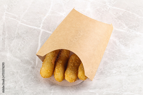 Breaded cheese sticks snack appetizer photo