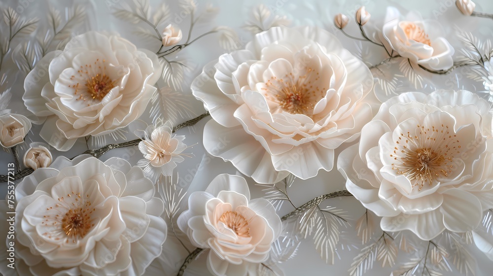white piece of fabric has beautiful white flowers poster background white piece of fabric has beautiful white flowers poster background