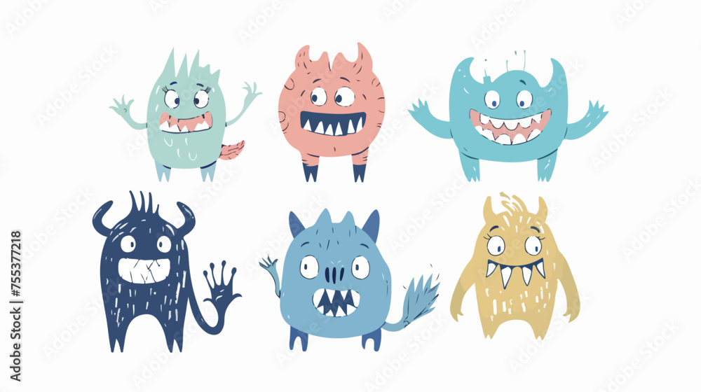 Cute vector monster illustrations design. 