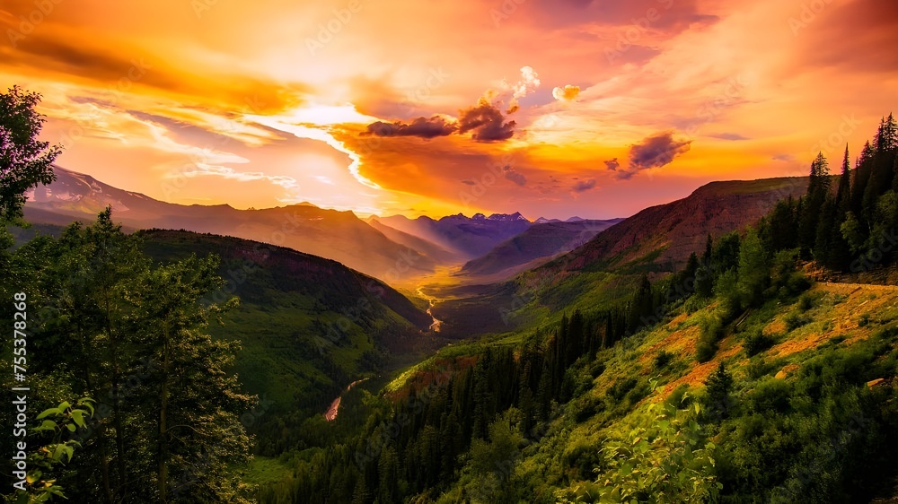 Obraz premium sunset over the mountains Sunrise Wallpapers 