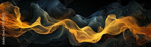Abstract background with orange and yellow smoke on black background. illustration