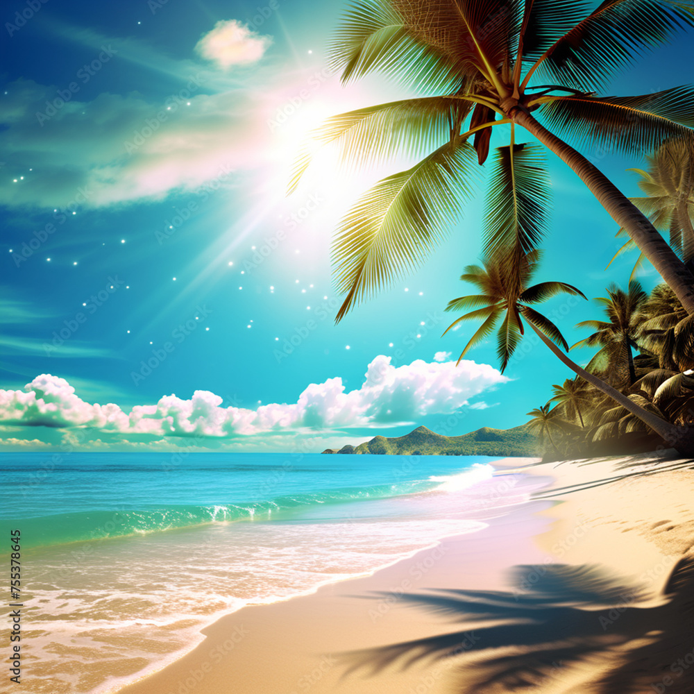 Obraz premium palm tree on the river