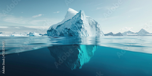 Hidden potential metaphor, challenges, hidden talents work out background inspiration improvement concept. Tip of the iceberg floating a hidden huge block underwater