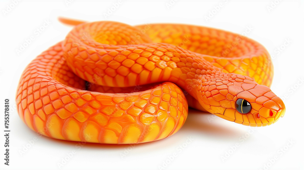 Fototapeta premium Beautiful colorful fancy snake On a white background.
