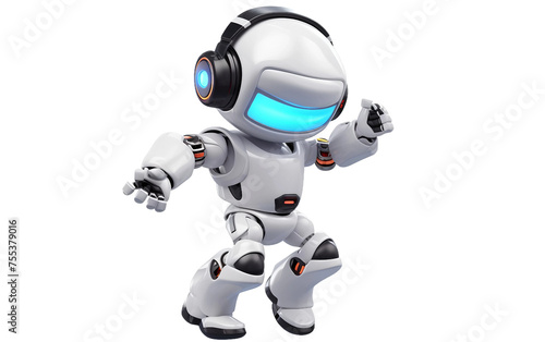 Beautiful Dancing White Robot Isolated on Transparent Background PNG. © Faizan