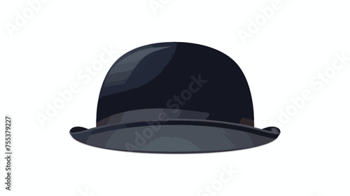 Flat vector of classic black bowler or derby hat. 