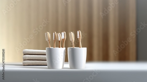 Toothbrushes and milk in a glass.