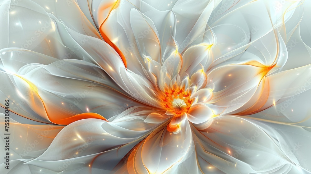Ethereal abstract, golden yellow and pastel orange shapes bloom, pure and isolated on white, a canvas of gentle warmth, AI Generative - obrazy, fototapety, plakaty 