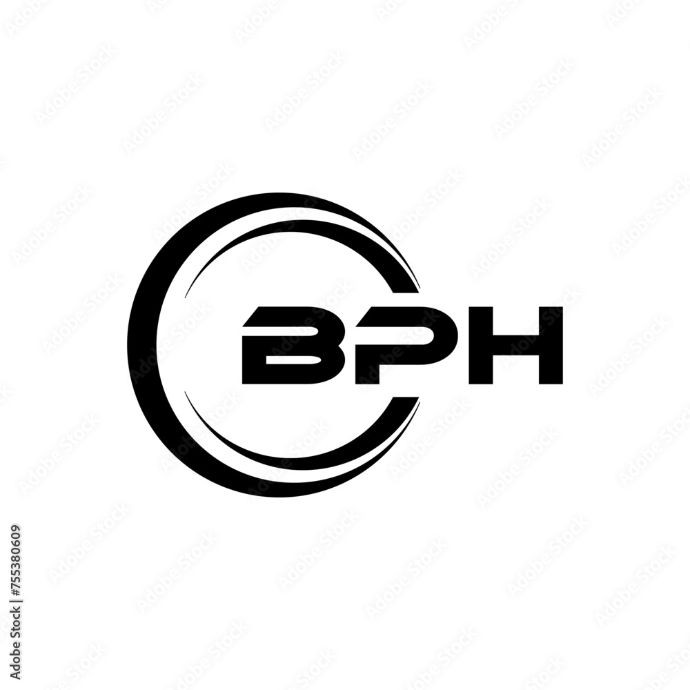 BPH letter logo design with white background in illustrator, cube logo ...