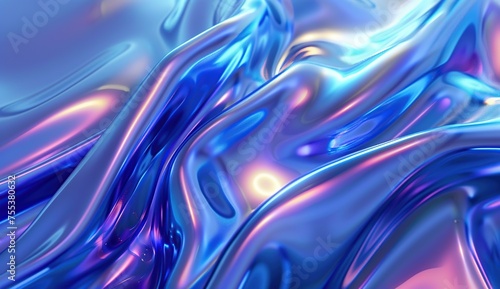 3D rendered, iridescent holographic abstract background, pastel colors, fluid waves generative ai