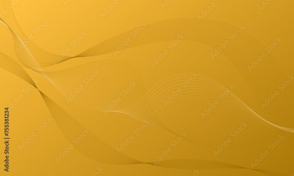 Fototapeta premium yellow gold smooth lines wave curves on gradient abstract background