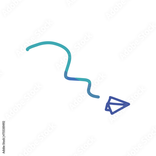 失速する紙飛行機、下降、停滞するイメージのカラーイラスト photo